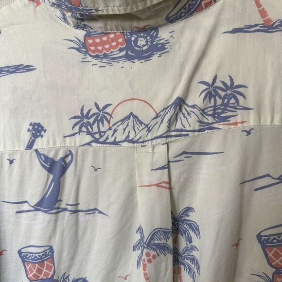 Chaps Men's Button-Up Shirt Tropical Print Short Sleeve XL Cotton Blend Resort - Picture 7 of 7